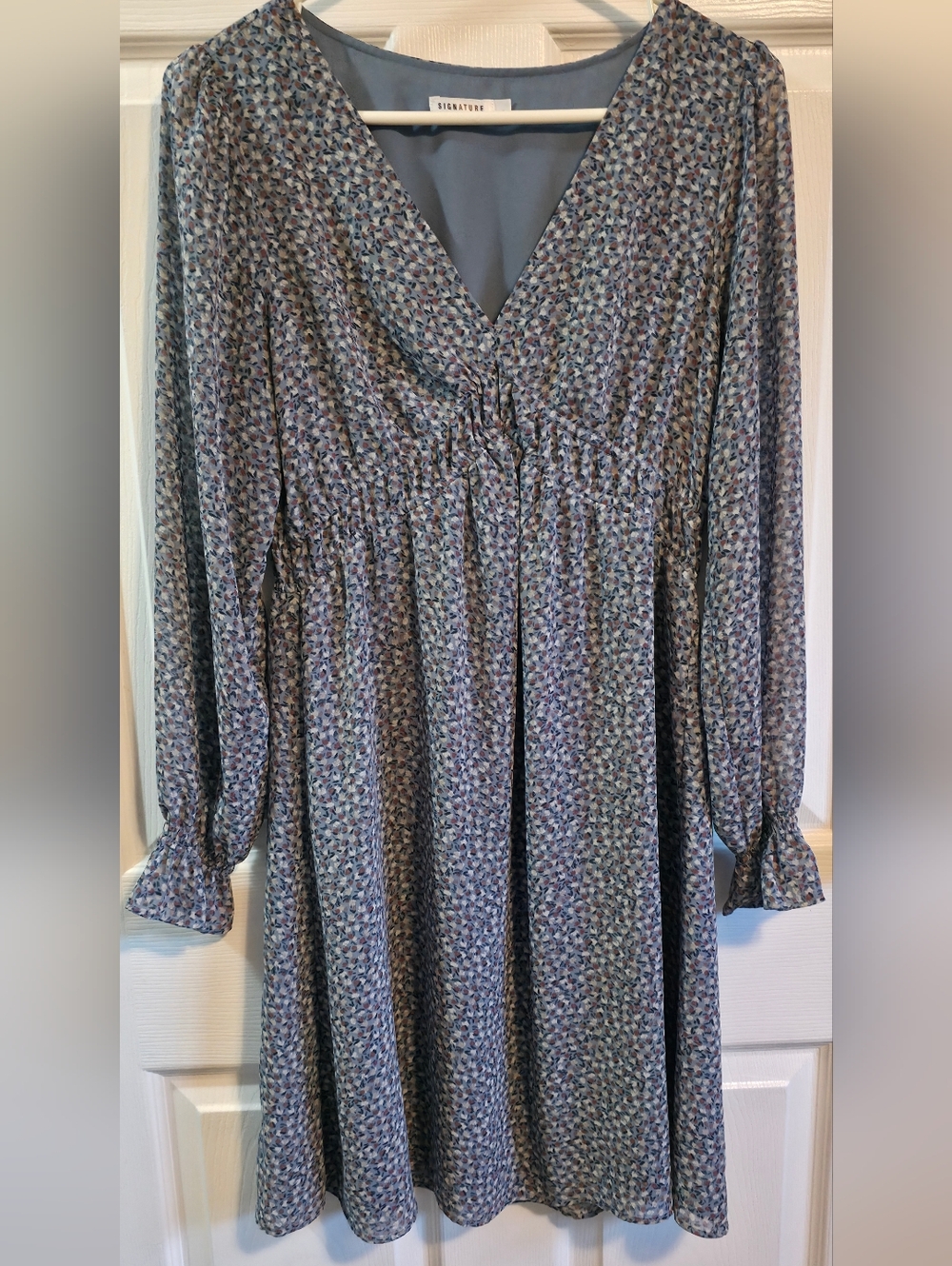 4/$67 Deal! Signature Blue Micro-Print Midi Dress
